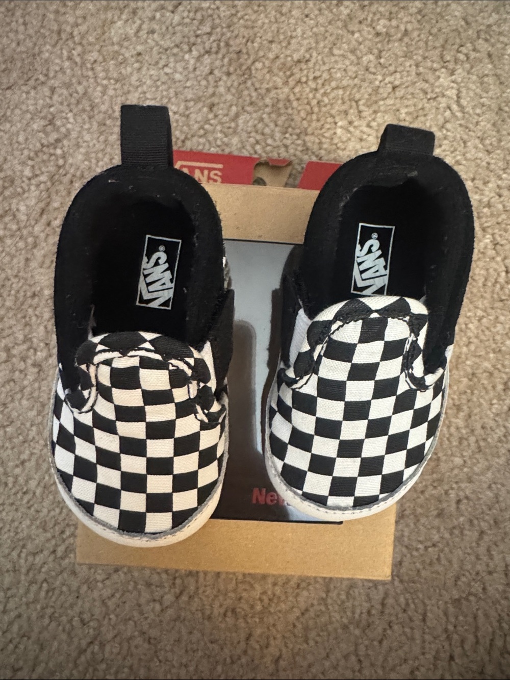 Vans Black & White Checkerboard Baby Slip-On Shoes. USED - Picture 4 of 12